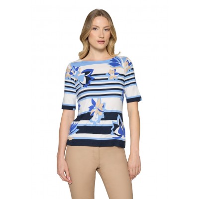 Betty Barclay - 2741 1754 T-shirt kort mouw print wit blauw beige.